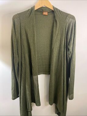 Oat Olive Open-Front Lightweight Women's Sweater Cardigan